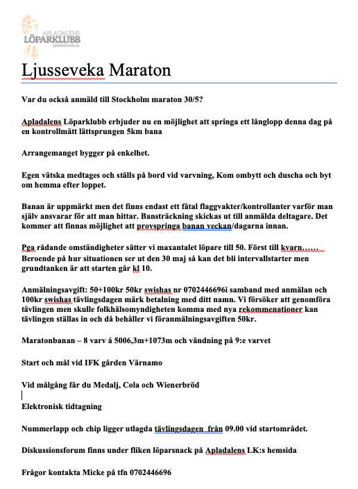 image: Ljusseveka Maraton